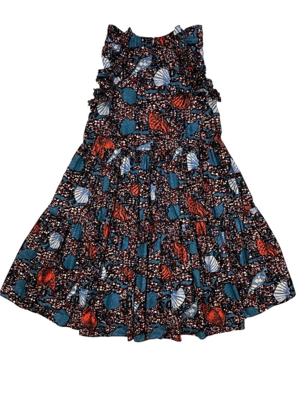 Ulla Johnson Tamsin Dress 6 Azul Cotton Ruffles Red White Blue Seashell Design - Picture 14 of 16